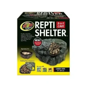 Zoo Med Repti Shelter 3-in-1 Cave Terrarium Hideaway Black