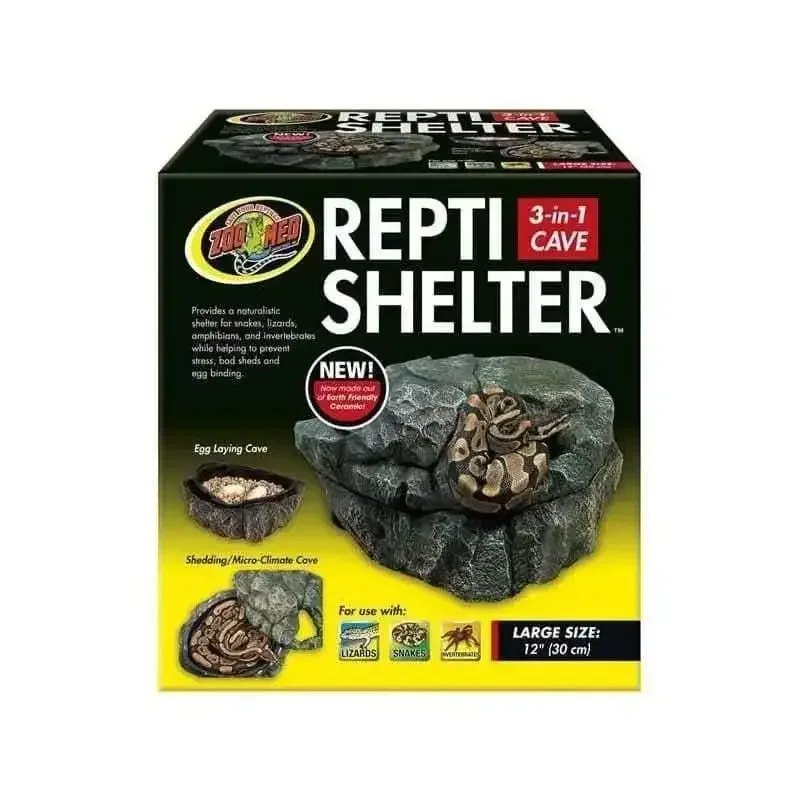 Zoo Med Repti Shelter 3-in-1 Cave Terrarium Hideaway Black